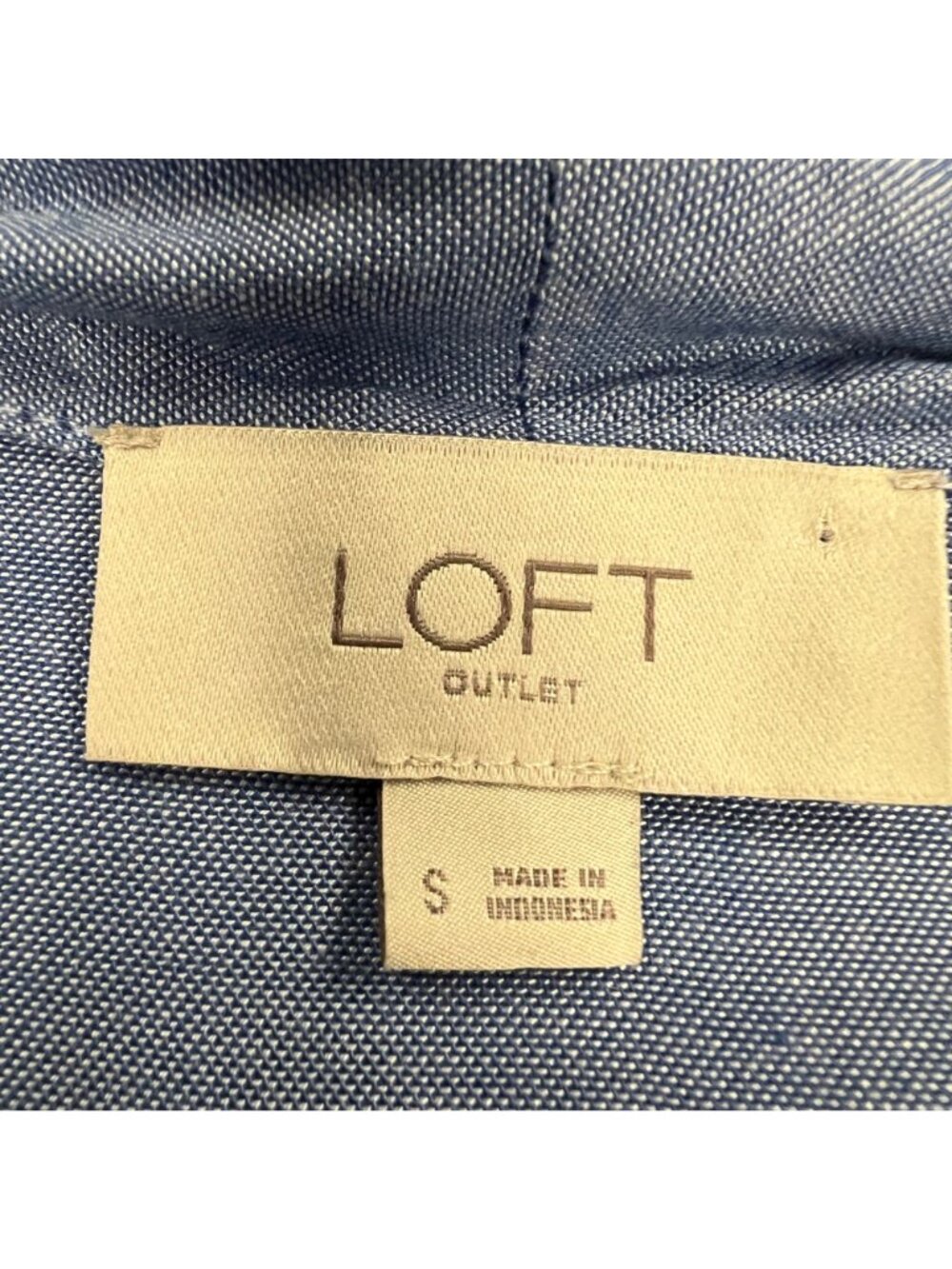 Loft Womens Long Sleeve Top Blue Tie Neck Pullover Size Small - Picture 8 of 9